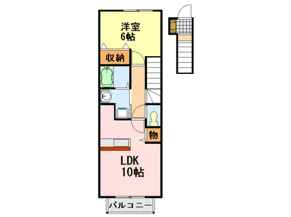 カーサ上野瀬(1LDK/2階)の間取り写真