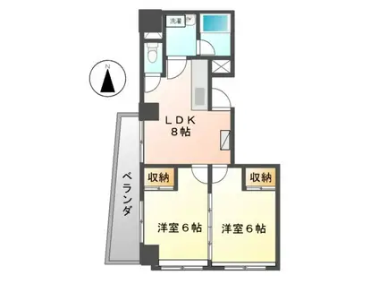 オーシャンハイツ栄(2DK/4階)の間取り写真
