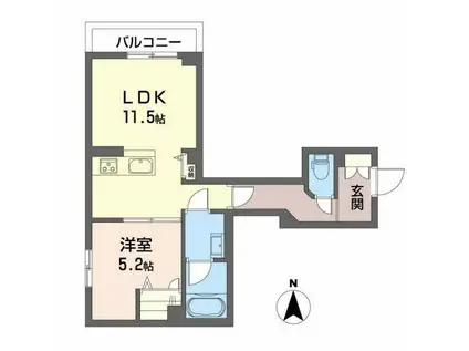 シャイン MUKAINDA(1LDK/3階)の間取り写真