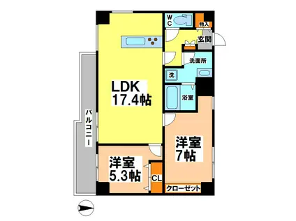 小金井本町ビル(2LDK/11階)の間取り写真