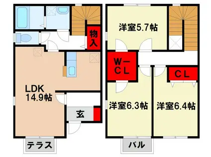 エコシスIII(3LDK/1階)の間取り写真