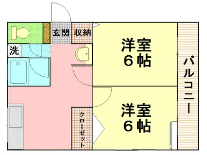 ガーデンパレス東興 下荒田(2DK/4階)の間取り写真