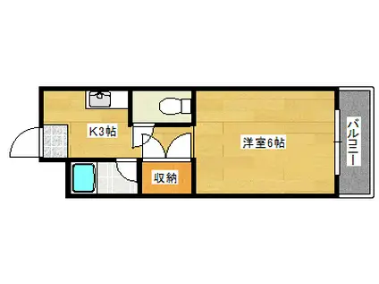 ラ・ヴィJK(1K/2階)の間取り写真