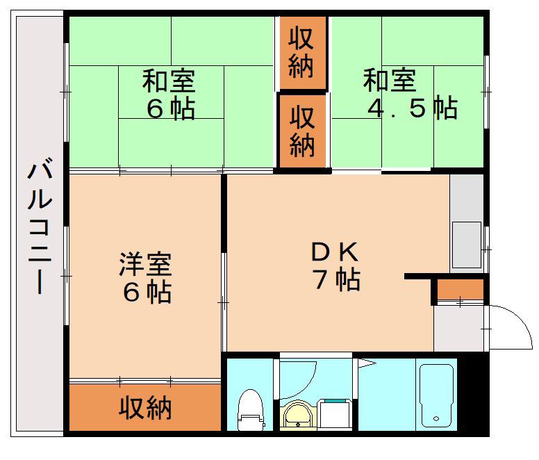 第3堺ビル(3DK/6階)の間取り写真