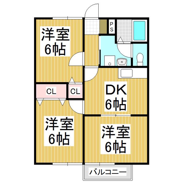 清泉地ハイツ(3DK/2階)の間取り写真