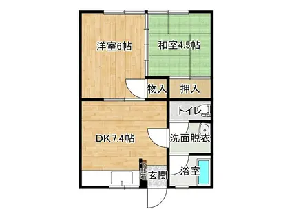 コーポクラモト(2DK/1階)の間取り写真