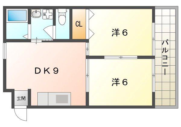ロイヤル北斗(2DK/3階)の間取り写真