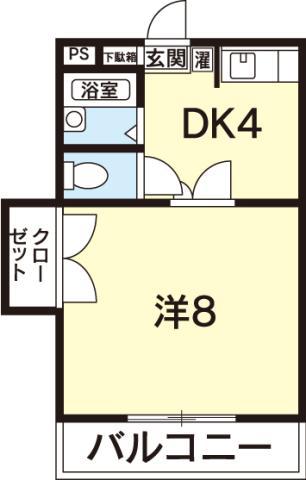 カレッジハイツ住吉(1DK/1階)の間取り写真