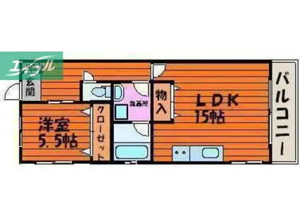 第一コーポ(1LDK/3階)の間取り写真