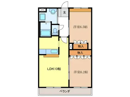 ウィステリア ドゥオ(2LDK/2階)の間取り写真