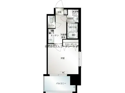 エンクレスト博多駅前III(1K/13階)の間取り写真