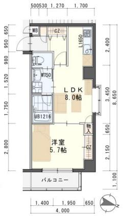 グレース仙台南(1LDK/5階)の間取り写真