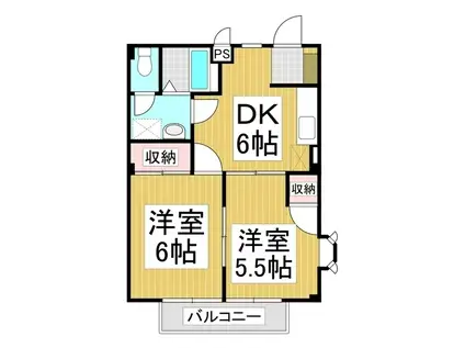 フラワーヒルズM(2DK/1階)の間取り写真