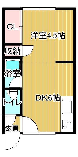 第6日研ハイツ(1DK/2階)の間取り写真