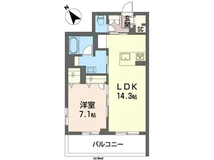 コンフォーザ(1LDK/1階)の間取り写真