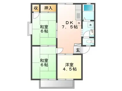 ファミール泉 ペット(3DK/2階)の間取り写真