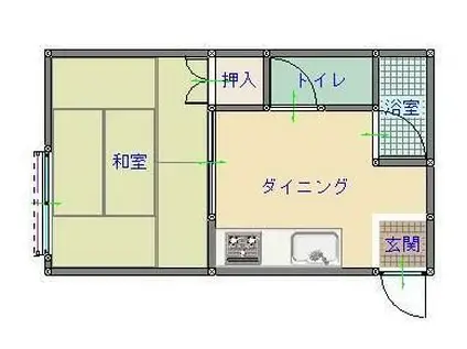 土堂シティマンション(1K/1階)の間取り写真