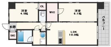 スプランディッド梅田グランノース(2LDK/2階)の間取り写真