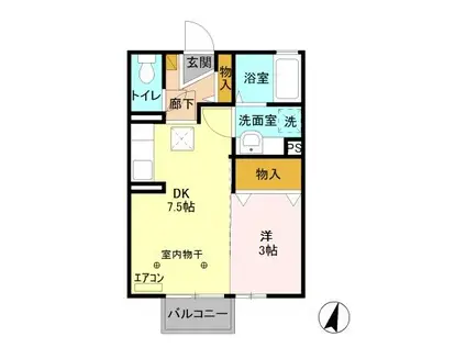 ルナタウン(1DK/1階)の間取り写真