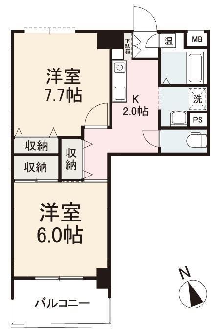 グラシエール木太町(2K/7階)の間取り写真
