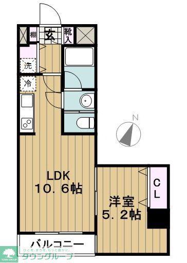 ソリッドクレストディーワン(1LDK/4階)の間取り写真