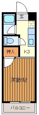 河東田BLD(1K/3階)の間取り写真