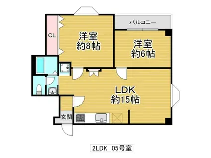 クイーンライフIMAZU(2LDK/8階)の間取り写真