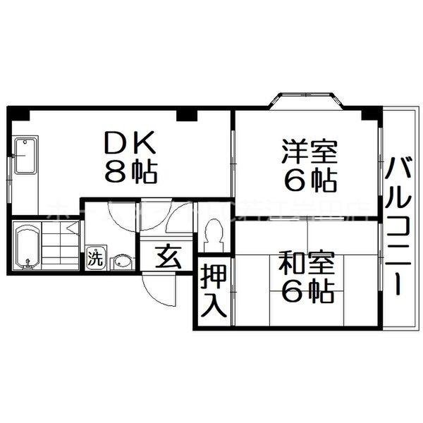 ラルゴ若江(2DK/3階)の間取り写真