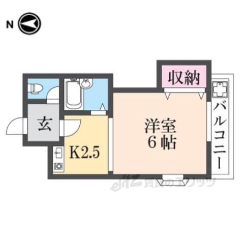 リバーサイド瓢箪山(1K/1階)の間取り写真