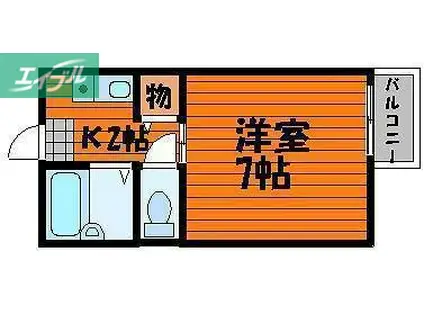 コーポユーカリ(1K/1階)の間取り写真