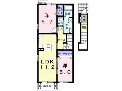 ミニヨンカフェ(2LDK/2階)の間取り写真