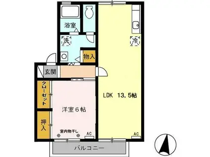 エストハウス B(1LDK/2階)の間取り写真