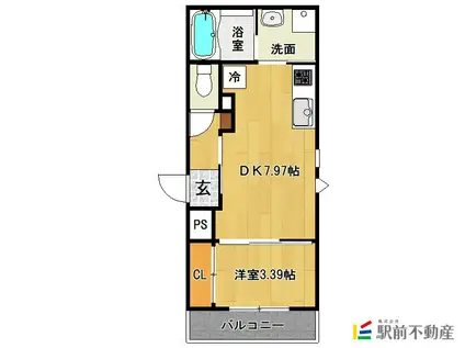 CHERIM久留米駅南(1DK/3階)の間取り写真