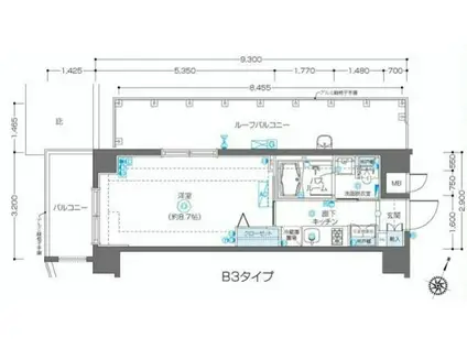 フェニックス飯田橋(1K/3階)の間取り写真