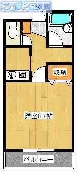 ラフィーネ東青山(ワンルーム/2階)の間取り写真