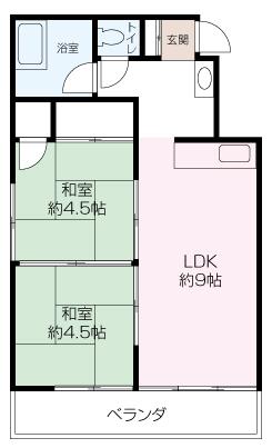 SEAWIND津久井浜(2LDK/2階)の間取り写真