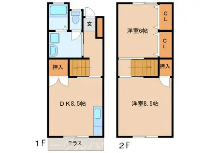 一ツ木壱番館(2LDK/1階)の間取り写真