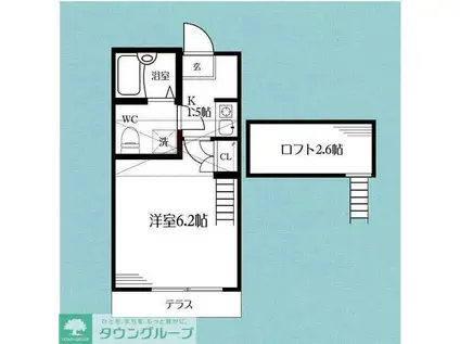 メゾン・ド・ヴィオロン(1K/2階)の間取り写真