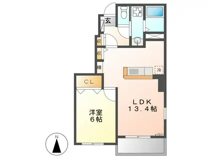 ジョリー フルール(1LDK/1階)の間取り写真