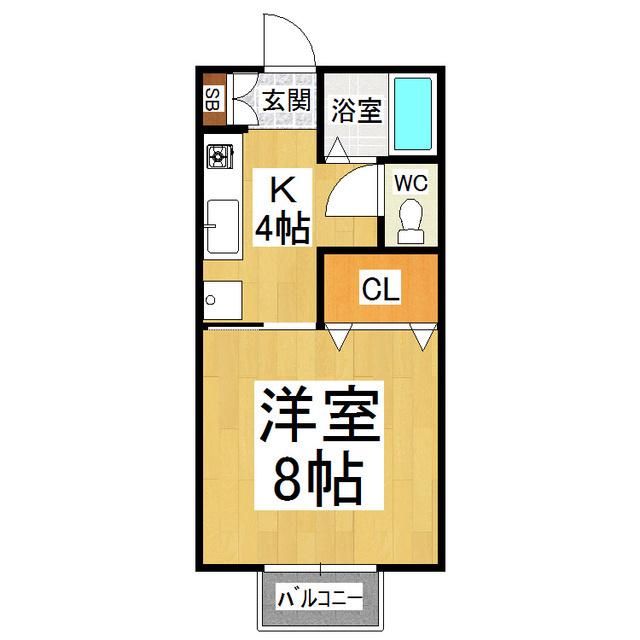 クリア塩尻(1K/1階)の間取り写真