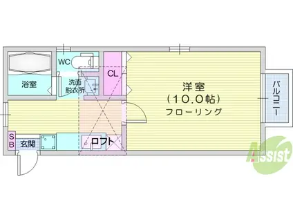 グランシャリオ中央(1K/1階)の間取り写真