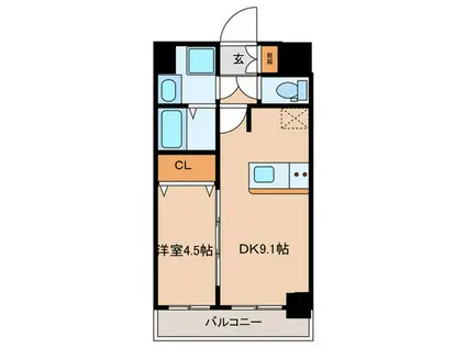 プレサンス三宮東フィール(1DK/12階)の間取り写真