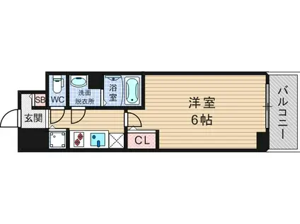 エスリード難波ステーションゲートノーステラス(1K/9階)の間取り写真