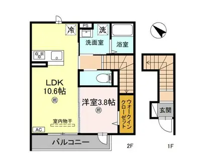 ESPRIT V(1LDK/2階)の間取り写真