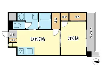 コーポラス神子岡前(1DK/3階)の間取り写真