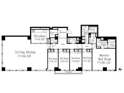 レジディア市谷砂土原(5LDK/2階)の間取り写真