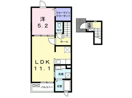 ラランジ ヒル(1LDK/2階)の間取り写真