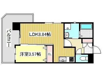 クオリアけやき通(1LDK/9階)の間取り写真