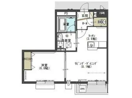 ノッティングヒル(1LDK/2階)の間取り写真