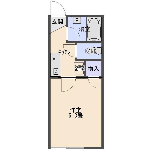 フラットアイトーン(1K/1階)の間取り写真